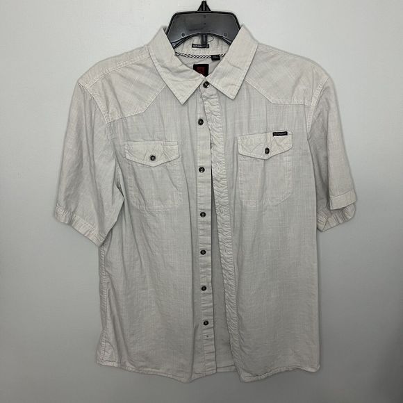 Ocean Current White Shirt Button Down Short Sleeve Mens Medium With Pockets NWOT - Picture 1 of 9